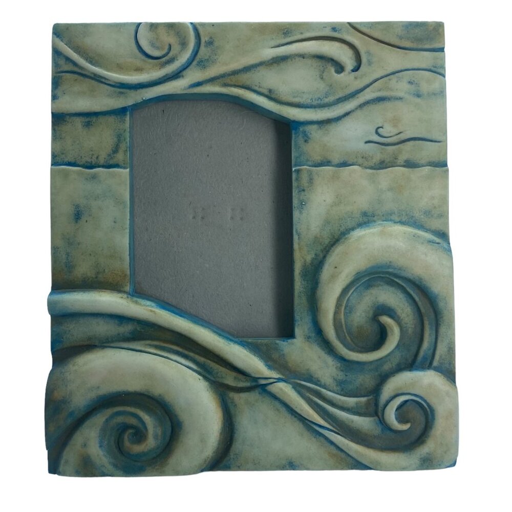 Vtg 1997 Wave Wind Stone Picture Frame 8"x7"‎ Photo Size 4"x3.5" UDC Heavy